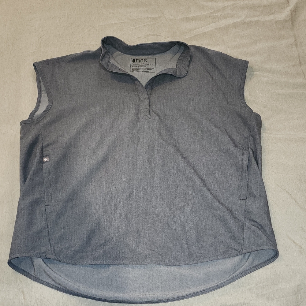 Figs Women's Charcoal Grey Sleeveless Polo Tank